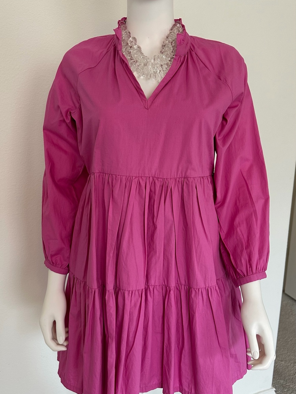 J.Crew Tiered Cotton Poplin
Dress in Pink Size Small Petite
